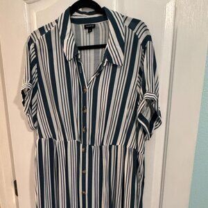 Torrid Striped Button Front Shirt Dress Size 2